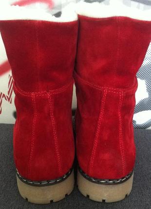 Стильные зимние женские сапоги красные теплые ботинки3 фото
