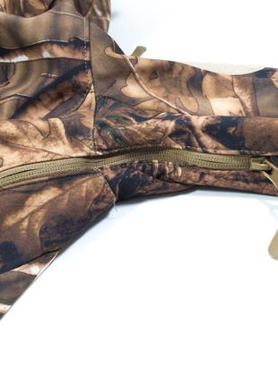 Тактична куртка lesko a001 осінній лист 2xl soft shell вологозахищена вітрозахисна камуфляж8 фото