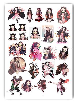 Стікери аніме незуко клинок який знищує демонів а3 аркуш (stik_039)