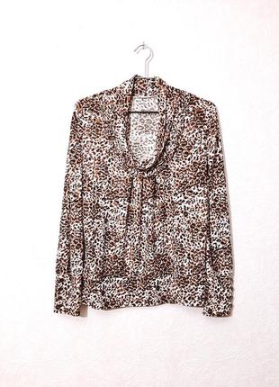 Блуза с красивым воротником ткань трикотиновый стрейч с термопайетками длинный рукав блузка женская2 фото