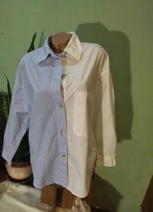 Дуже красива стильна сорочка оверсайз з стовідсоткового хрусткого картону
