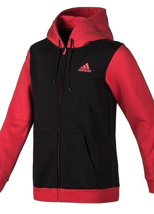 Толстовка спортивная мужская adidas attack hoodie aa7637 (черная с красным, хлопок, на молнии, логотип адидас)
