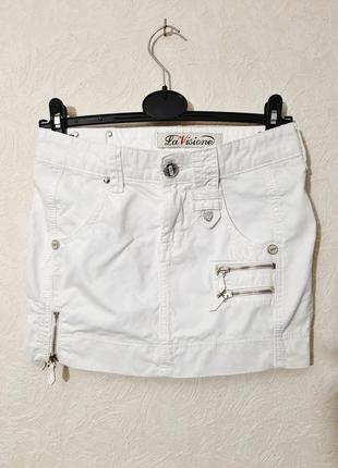 La visione стильная брендовая юбка белая с замками-молниями мини1 фото