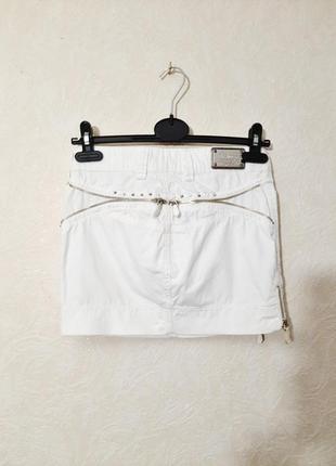La visione стильная брендовая юбка белая с замками-молниями мини7 фото