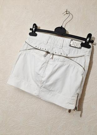 La visione стильная брендовая юбка белая с замками-молниями мини8 фото
