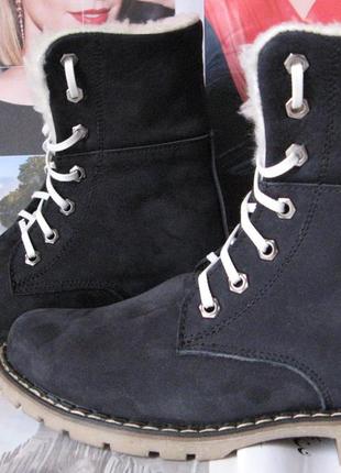 Супер ! зимние женские теплые ботинки timberland  синего цвета сапоги  на низком ходу1 фото
