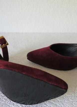 Комфортные туфли limoda из натуральной замша босоножки на каблуке 6 см очень красивые цвет марсала5 фото