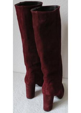 Зимние стильные женские сапоги angel цвета марсала еврозима натуральная замша каблук 10 см бордо красные2 фото