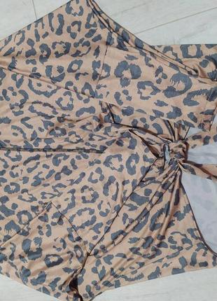 Легкая кофта блуза с завязками на поясе в анималистический принт размер м-l8 фото