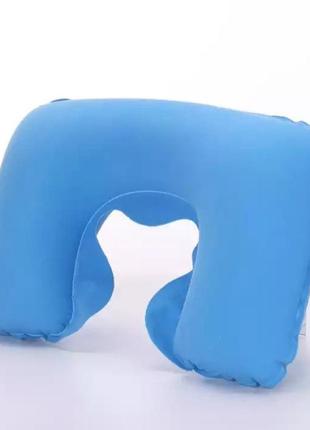Подушка для подорожей блакитна - розмір у спущеному вигляді 40*25см
