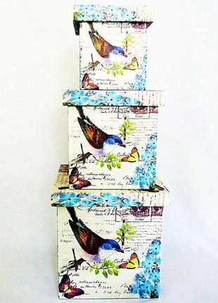 Шкатулка-коробка набор из 3-х – птица