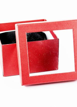 Подарункова коробка для годин або браслета з віконцем червона 9 x 9 x 6 см