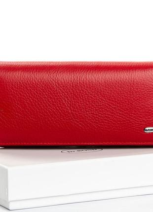 Классический кожаный красный женский кошелек  dr. bond на магнитной застежке портмоне, брендовый