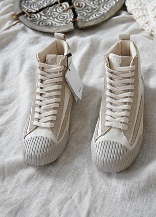 Кожаные кроссовки со шнуровкой mango3 фото