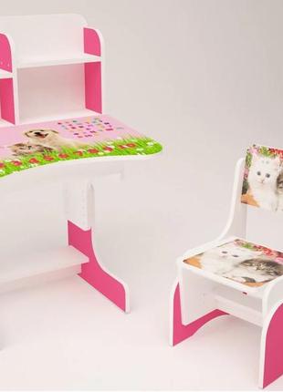 Парта школьная растишка котята 2288 , розвая