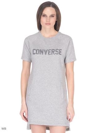 Женское платье толстовка converse speckled graphic short sleeve sweatshirt dress3 фото