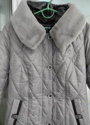 Куртка пальто пуховик, р.52, цвет пудра8 фото