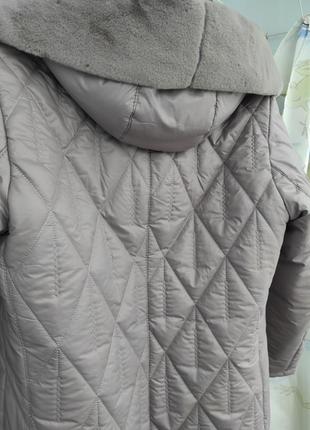 Куртка пальто пуховик, р.52, цвет пудра9 фото
