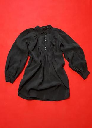 Черная рубашка туника с длинными объемными рукавами р s-m