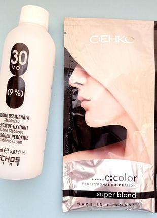 Набор блонд-порошок c:ehko super blond professional coloration и окислитель для покраски волос