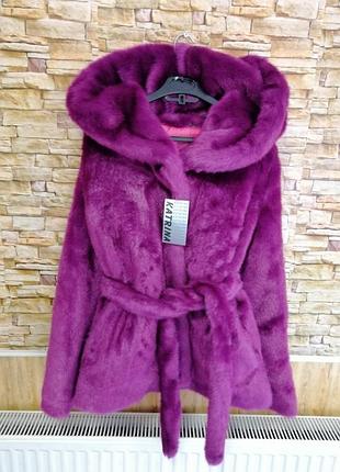 Шубка еко хутро глибокий капюшон два бічних кишені і поясок ⛔ ‼ відправляю товар безпечної оплатою