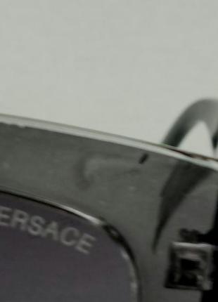 Versace очки женские солнцезащитные темно серый градиент в серой бежевой оправе9 фото