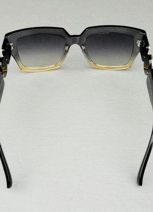 Versace очки женские солнцезащитные темно серый градиент в серой бежевой оправе5 фото
