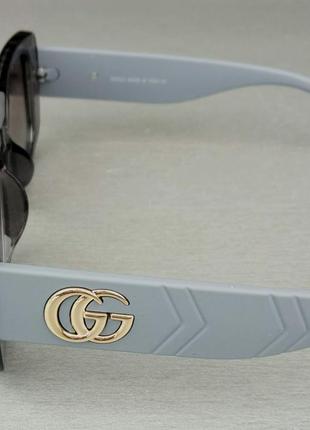 Gucci очки женские солнцезащитные коричневый градиент в серой прозрачной оправе4 фото