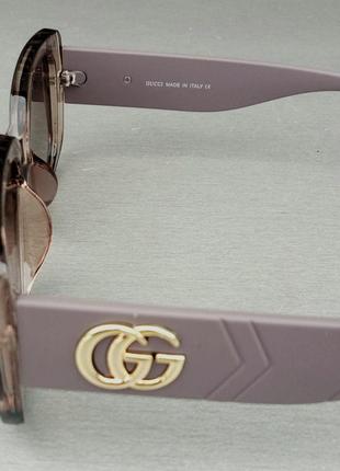 Gucci окуляри жіночі сонцезахисні коричневий градієнт в бежевій прозорою оправі4 фото