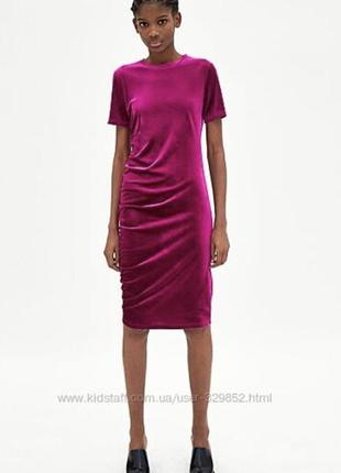 Велюрову сукню оксамитове плаття кольору фуксії1 фото