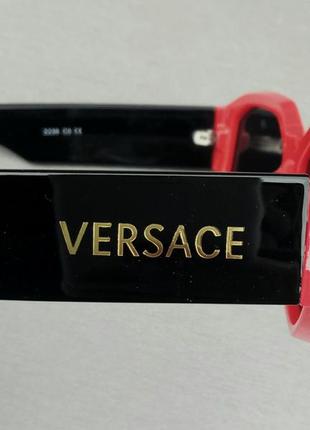 Versace стильные женские солнцезащитные очки черные в красной оправе8 фото