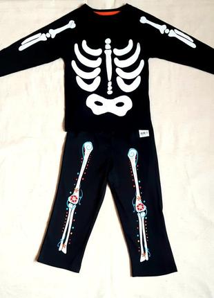 Чорний карнавальний костюм скелета на 2 роки (92см)1 фото