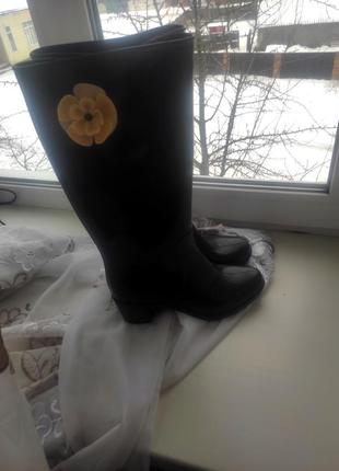 Гумові чоботи шанель на ніжку 27см