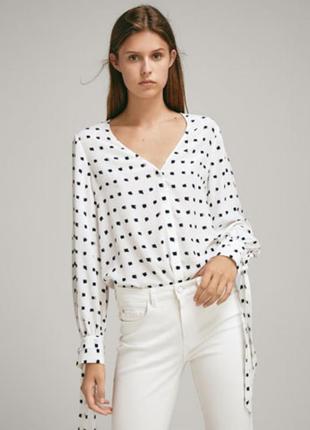 Сорочка блуза блузка ✨ massimo dutti ✨з v-подібним вирізом оригінальний дизайн