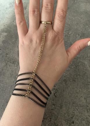 Слейв браслет с кольцом, бижутерия