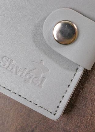 Кожаное небольшое портмоне shvigel 16451 серый8 фото