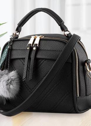 Женская кожаная популярная шкіряна сумка с ремешком женский клатч сумочка 2в1