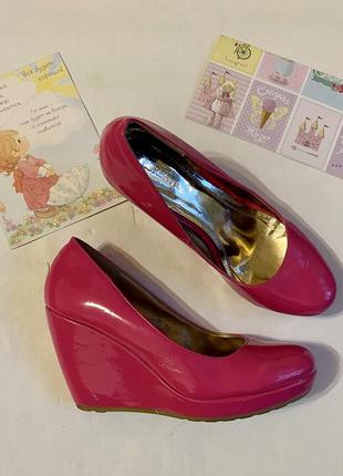 Туфли женские лаковые розовые вечерние диско на платформе