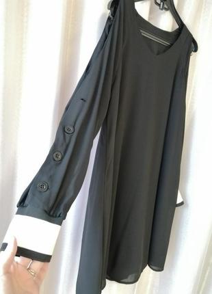 Платье разлетайка  шифон на подкладке красивый пышный рукава с разрезами на пуговках и манжет резинк3 фото