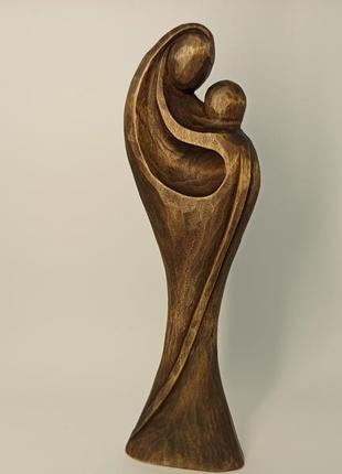Жінка з дитиною 21.5 см, різьба по дереву, скульптура матері з дитиною, декор мінімалізм, абстракція3 фото