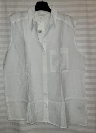 Блуза/рубашка без рукавов из ткани с  вискозы, h&m, р.хл6 фото