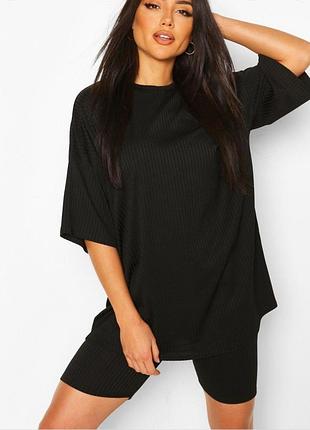 Черные лосины,шорты в рубчик boohoo3 фото