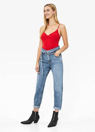 Червоний топ bershka в рубчик