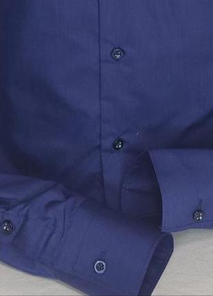 Мужская рубашка тёмно-синяя однотонная приталенная fiorenzo vd-0066 турция, стильная с длинным рукавом хлопок3 фото