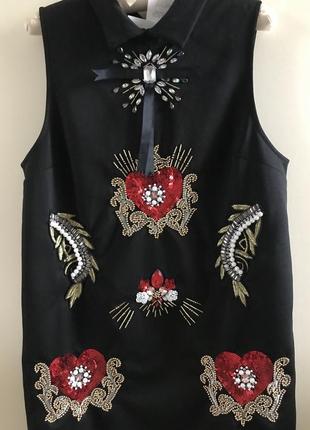 Чёрное красивое миди платье, р. 14