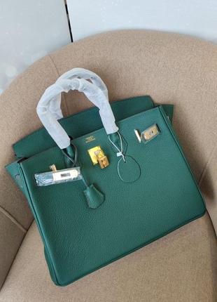 Шкіряна зелена сумка шопер 35см5 фото