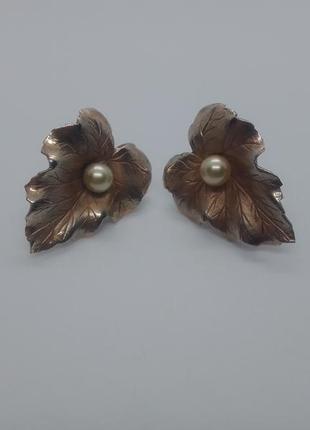 Серьги клипсы листочки