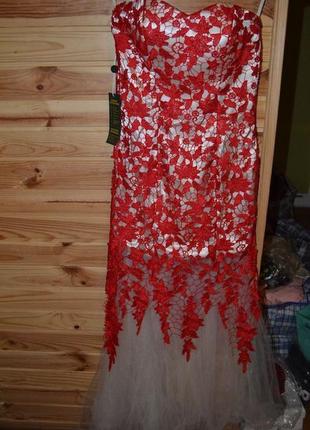 Потрясающее корсетное платье grace karin сша! кружево+атлас и фатин!2 фото