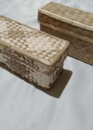 Набор бамбукова коробочка бокс корзина1 фото