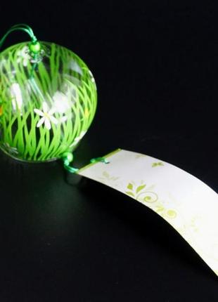 Японский стеклянный колокольчик фурин трава + подарок5 фото
